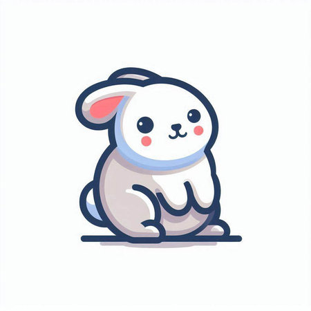 Cute cartoon rabbit. Vector illustration isolated on a white background.のイラスト素材