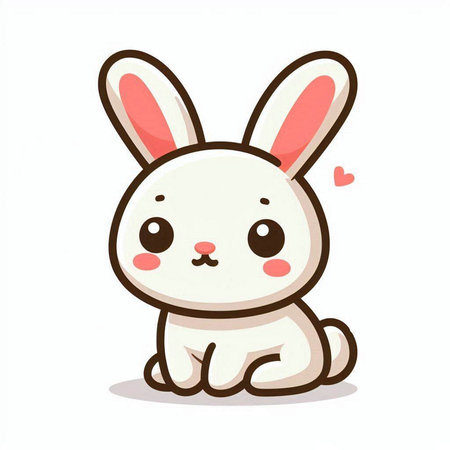 Cute cartoon rabbit. Vector illustration isolated on a white background.のイラスト素材