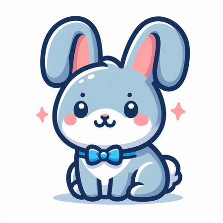Cute little rabbit with bow tie. Vector cartoon character illustration.のイラスト素材