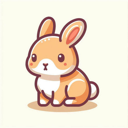 Cute cartoon rabbit. Vector illustration isolated on a white background.のイラスト素材