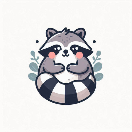 Cute raccoon vector illustration. Cute cartoon animal character.のイラスト素材