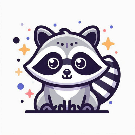Cute raccoon vector illustration on white background. Vector illustration.のイラスト素材