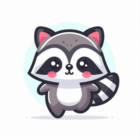 Cute raccoon cartoon vector illustration. Cute raccoon character.のイラスト素材