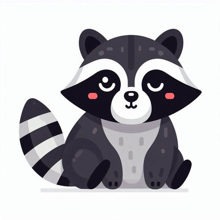 Cute raccoon vector illustration. Cute cartoon raccoon.のイラスト素材