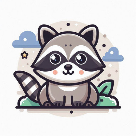 Cute raccoon. Vector illustration of a cute raccoon.のイラスト素材