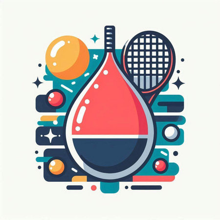 Tennis flat line icon, vector illustration, eps 10.のイラスト素材