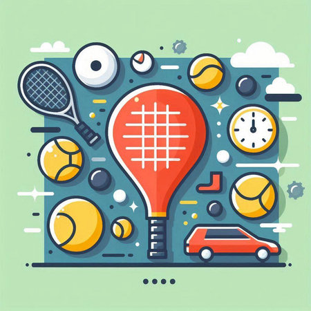 Flat line design vector illustration concept of sport and recreation equipment for web and mobile appのイラスト素材
