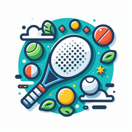 Tennis flat color icon on white background. Vector illustration of sport equipment.のイラスト素材