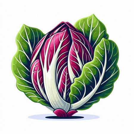 Radicchio, chinese cabbage isolated on white background. Vector illustration.のイラスト素材