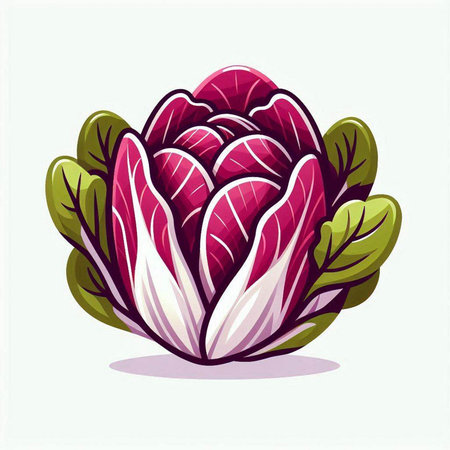 Illustration of a red chinese cabbage isolated on a white backgroundのイラスト素材