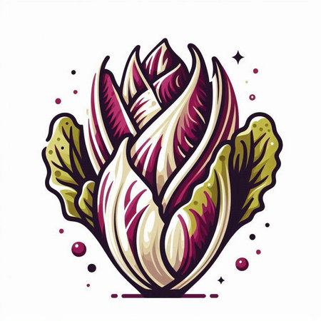 Illustration of Radicchio on white background. Vector illustration.のイラスト素材