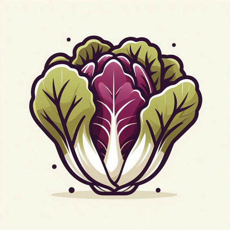 Illustration of fresh chinese cabbage with leaves. Vector illustration.のイラスト素材