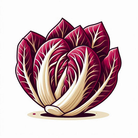 Radicchio, red chicory. Vector illustration on a white background.のイラスト素材
