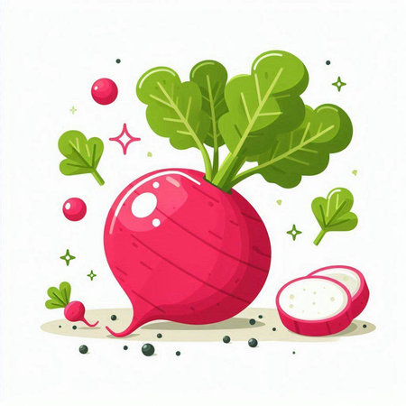 Radish vector illustration. Vegetarian food. Fresh radish.のイラスト素材