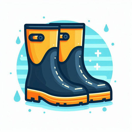 Rubber boots icon. Vector illustration in flat style. Isolated on white background.のイラスト素材