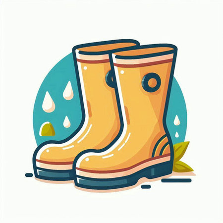 Rubber boots. Vector illustration of a rubber boots in flat style.のイラスト素材