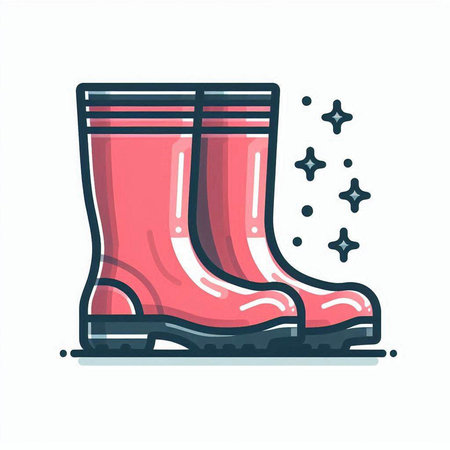 Rubber boots. Isolated flat vector illustration on white background.のイラスト素材