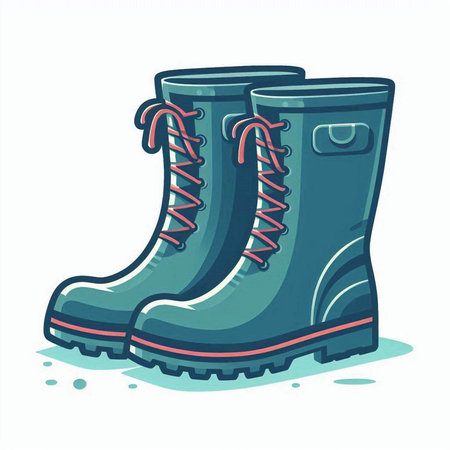 Rubber boots isolated on a white background. Vector illustration. Eps 10.のイラスト素材