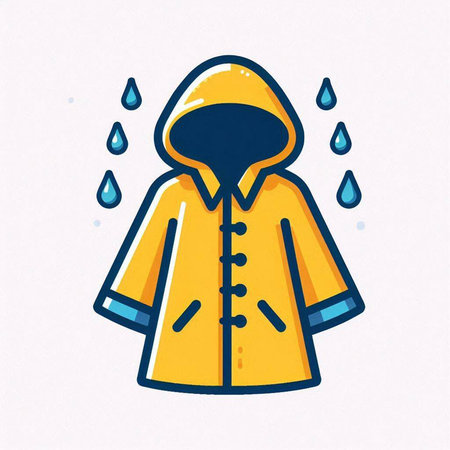 Raincoat icon. Vector illustration of raincoat with raindrops.のイラスト素材