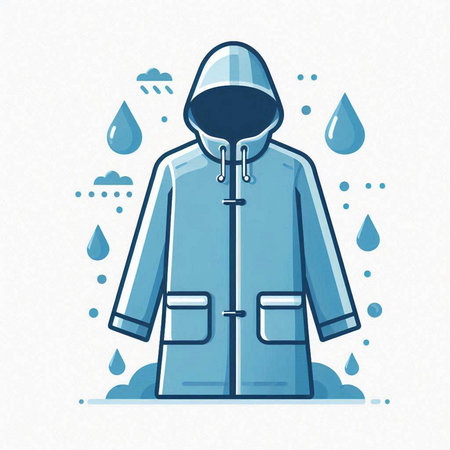 Raincoat with raindrops. Vector illustration in trendy flat style.のイラスト素材