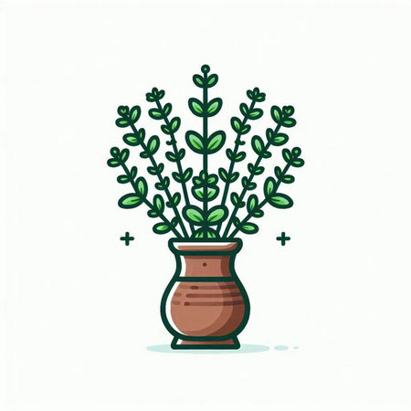 Illustration of plant in pot on white background. Vector illustration.のイラスト素材