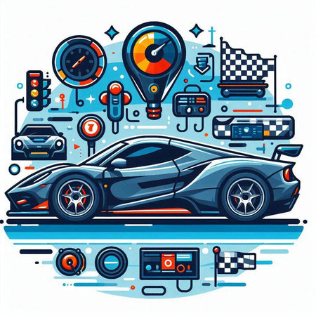 Vector illustration of sport car in flat design style on white background.のイラスト素材