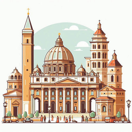 Basilica di San Pietro, Vatican City, Rome, Italyのイラスト素材