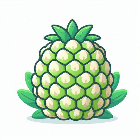 Pineapple vector illustration isolated on white background. Cute cartoon pineapple icon.のイラスト素材