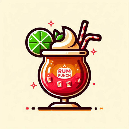 Cocktail with ice cream, lime and whipped cream. Vector illustration.のイラスト素材