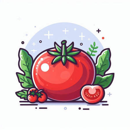 Tomato vector illustration. Vegetarian food icon. Healthy food.のイラスト素材