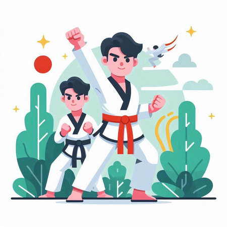 Taekwondo. Vector Illustration in a flat style.のイラスト素材