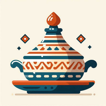 Vector illustration of traditional indian oil lamp. Colorful flat design.のイラスト素材