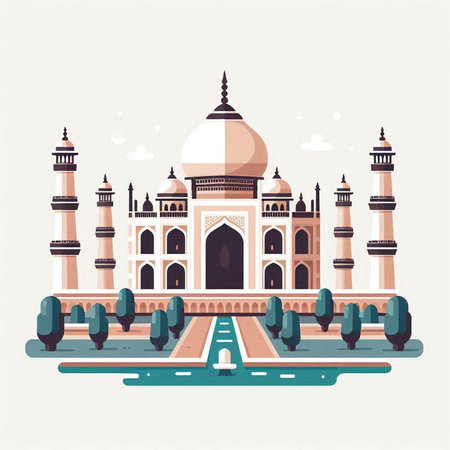 Taj Mahal in Agra, Uttar Pradesh, India.のイラスト素材