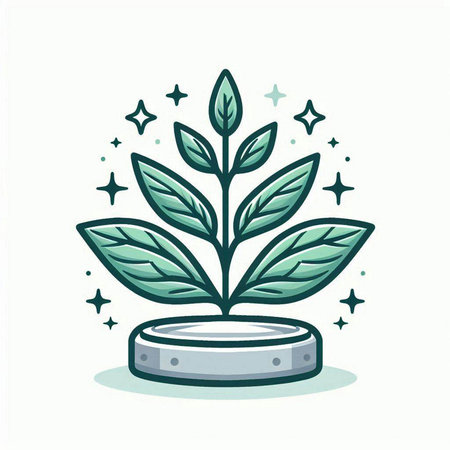 Illustration of a green plant on a pedestal. Vector illustrationのイラスト素材