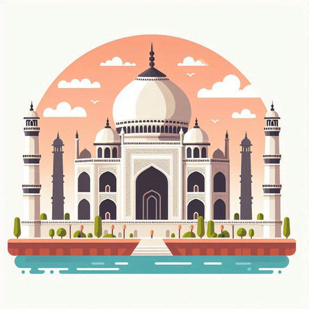 Taj Mahal in Agra, Uttar Pradesh, India.のイラスト素材