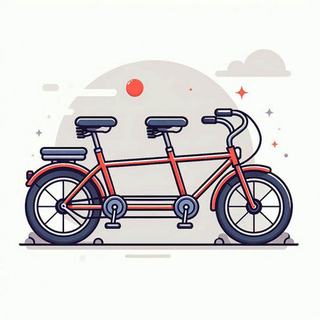 Vector illustration of a bicycle in flat style on a white background.のイラスト素材