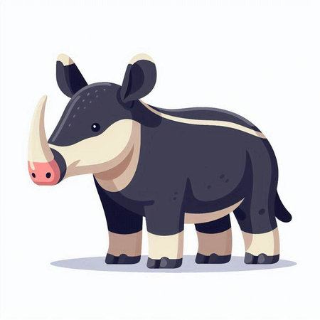 Illustration of a cute cartoon bull. Vector illustration isolated on white background.のイラスト素材