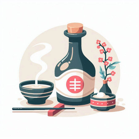 Sushi set. Japanese food. Vector illustration in flat style.のイラスト素材