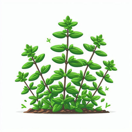 Illustration of a bush of oregano on a white backgroundのイラスト素材