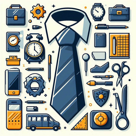 Business and office icons set in thin line style. Vector illustration.のイラスト素材