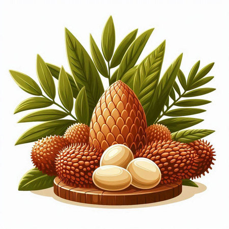 Illustration of tropical fruits on a white background. Vector illustration.のイラスト素材