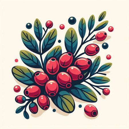Hand drawn vector illustration of Christmas holly berry. Vintage style.のイラスト素材