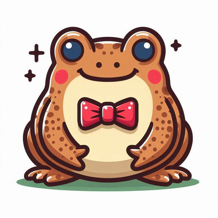 Cute frog with bow tie. Vector illustration isolated on white background.のイラスト素材