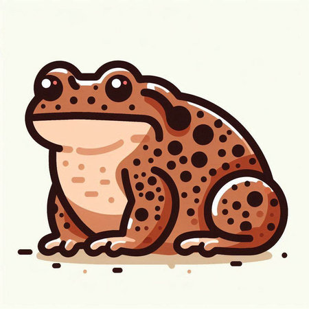 Cute brown frog isolated on white background. Vector cartoon illustration.のイラスト素材