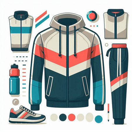 Sportswear set. Vector illustration in flat cartoon style. Isolated on white background.のイラスト素材