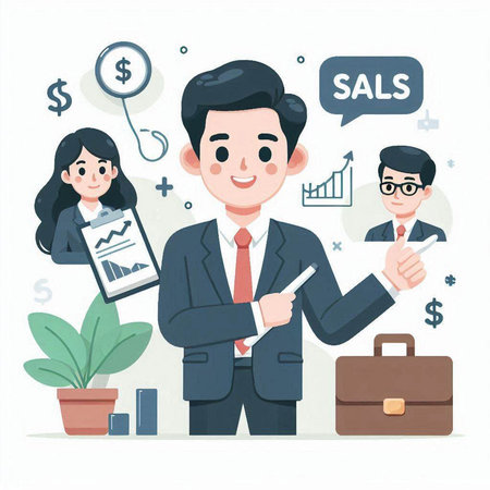 Businessman and business people. Vector illustration in a flat style.のイラスト素材