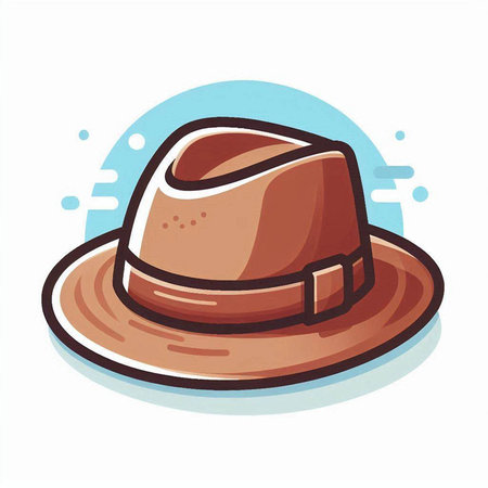 Brown hat isolated on a white background. Vector illustration. Cartoon style.のイラスト素材