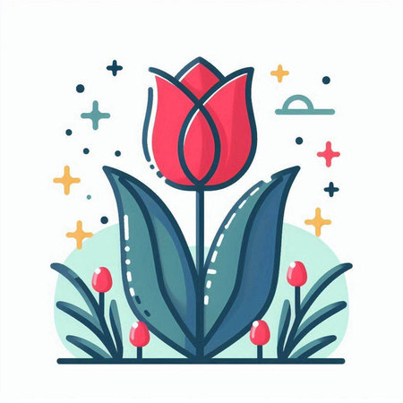 Tulip flower icon. Vector illustration. Flat design style.のイラスト素材