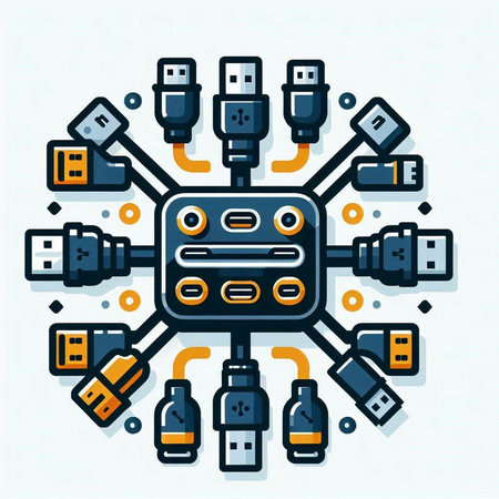 Vector line art illustration of big data connection. Concept for web and mobile applications.のイラスト素材