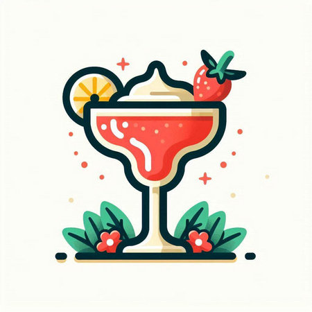 Strawberry margarita cocktail. Vector illustration in flat styleのイラスト素材